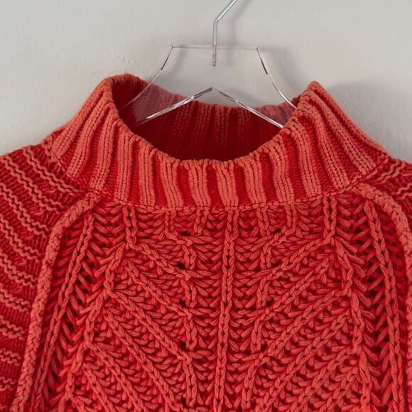 ⭕️ Free People Orange Cowl Neck Sweater with Balloon Sleeves - Picture 5 of 7